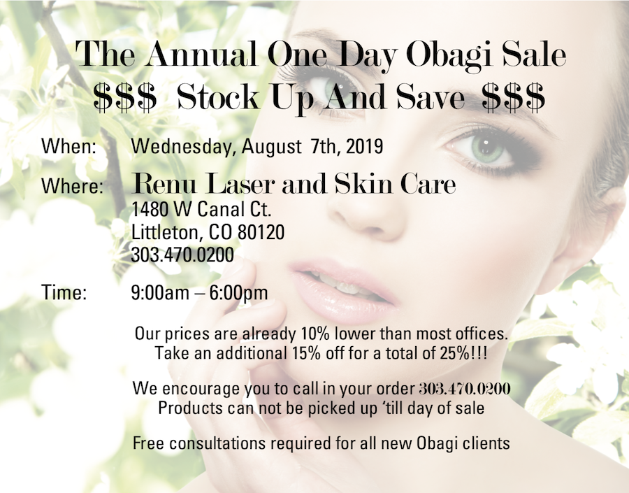 Join us for the The ANNUAL OBAGI SALE Wednesday, August 7th, 2019